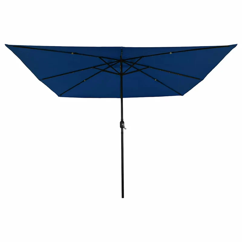 Parasol de jardin pliable moderne 295 x 295 x 245 cm avec lumières LED ambiance cosy en polyester azur 02_0058810