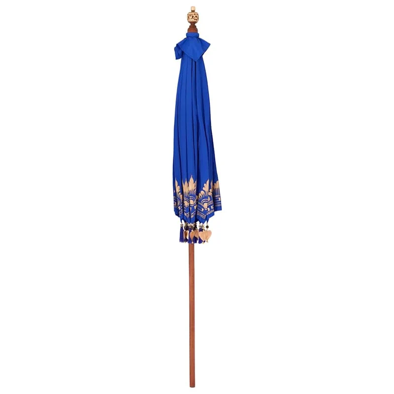 Parasol balinais arrondi 215 x 215 x 260 cm ambiance tropicale élégance artisanale en coton bleu 02_0058818