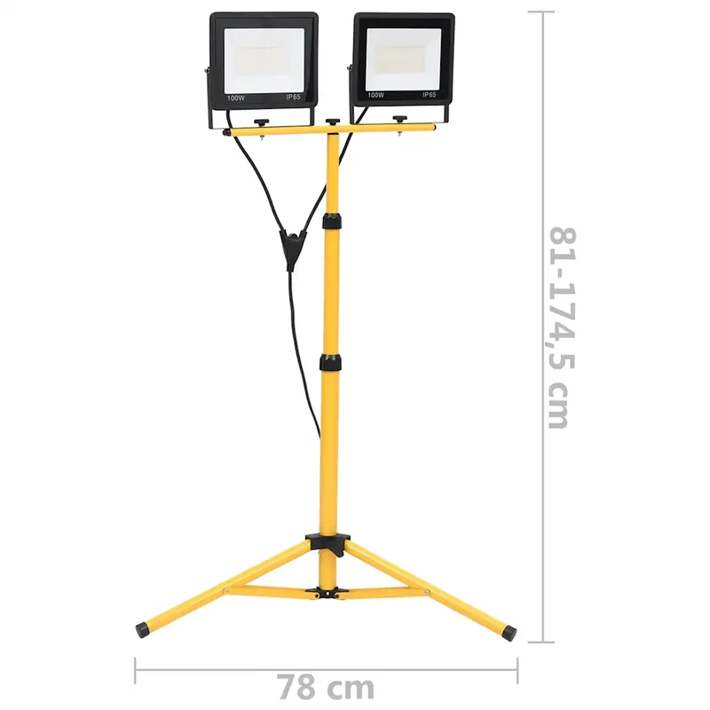 Projecteur à LED avec trépied ajustable 78 x 78 x 174 cm éclairage puissant 14000 lm en aluminium noir 02_0046116