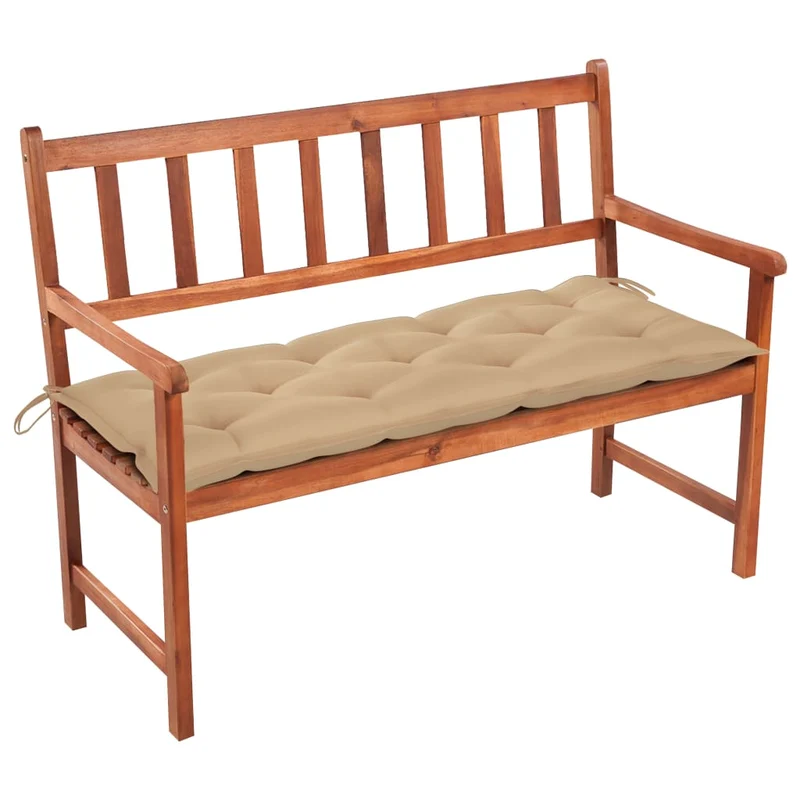 Banc de jardin meuble de patio d'extérieur terrasse avec coussin 120 cm bois d'acacia massif 02_0011375