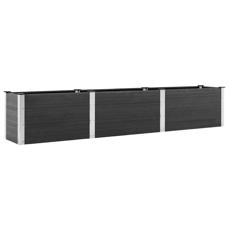 Lot de 1 plate-forme surélevée de jardin 300 x 50 x 54 cm résistante aux intempéries design moderne en WPC gris 02_0046555