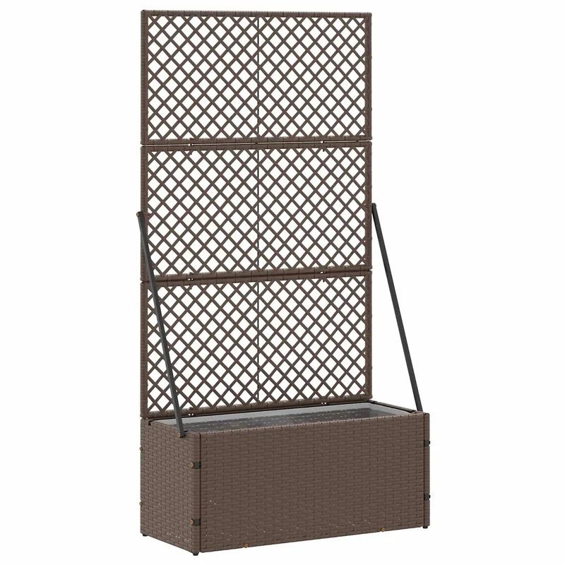 Cache-pot de jardin rectangulaire moderne pour terrasse 70 x 30 x 135 cm en métal marron 02_0047454