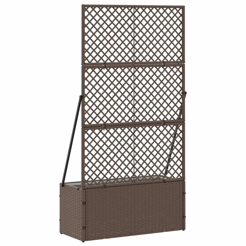 Cache-pot de jardin rectangulaire moderne pour terrasse 70 x 30 x 135 cm en métal marron 02_0047454