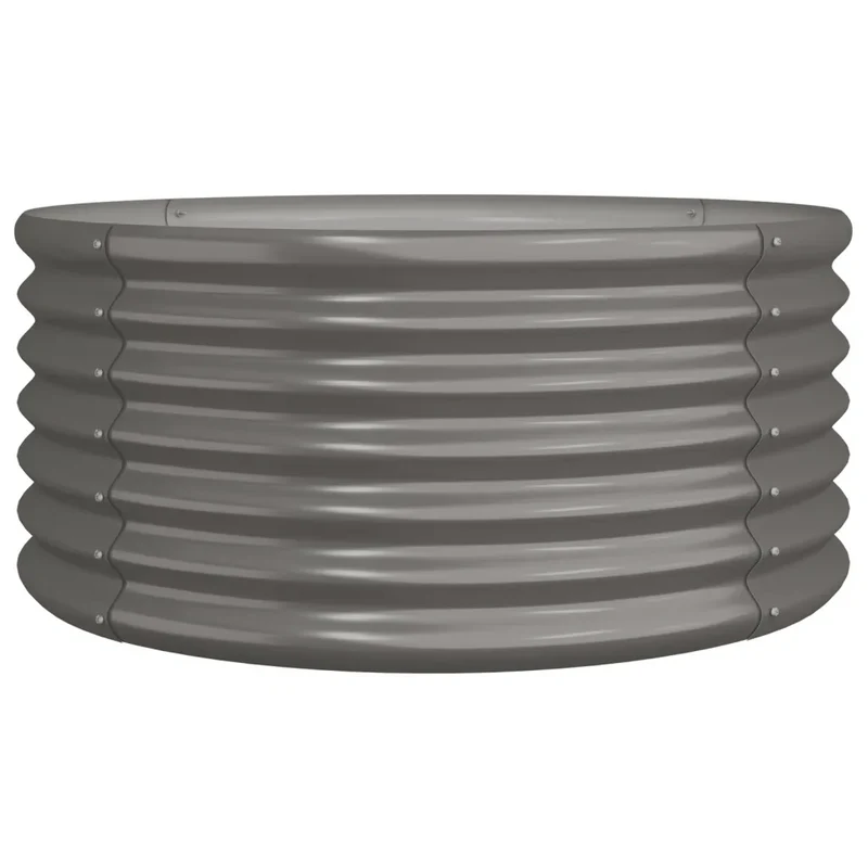 Jardinière ronde de jardin acier galvanisé extérieure 80 x 80 x 36 cm très robuste finition mate en acier gris 02_0046558