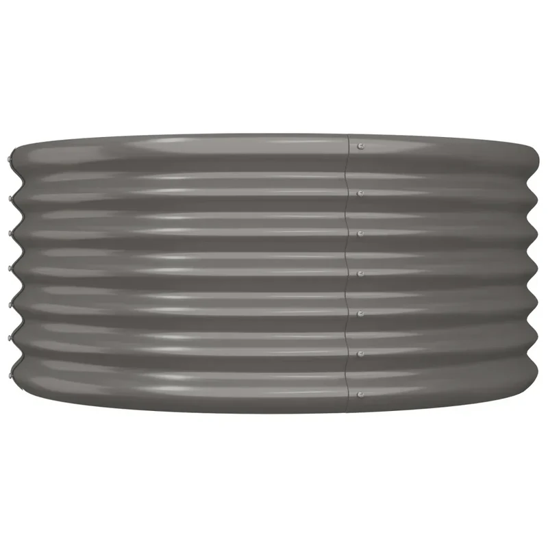 Jardinière ronde de jardin acier galvanisé extérieure 80 x 80 x 36 cm très robuste finition mate en acier gris 02_0046558