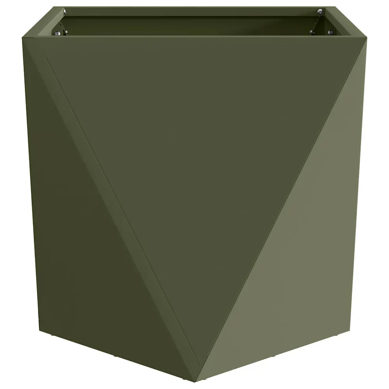 Lot de 2 jardinières modernes pour extérieur 50 x 50 x 50 cm design chic en acier vert olive 02_0053083