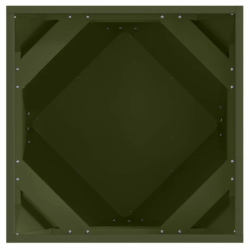 Jardinière moderne rectangle extérieur 50 x 50 x 50 cm résistance intempéries esthétique en acier vert olive 02_0053082