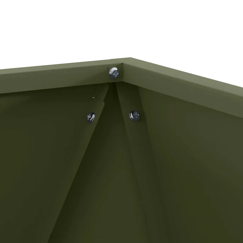 Jardinière moderne rectangle extérieur 50 x 50 x 50 cm résistance intempéries esthétique en acier vert olive 02_0053082