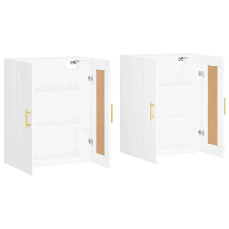 Lot de 2 armoires murales blanches 69,5 x 34 x 90 cm avec grand espace de rangement design contemporain en bois blanc 02_0055465
