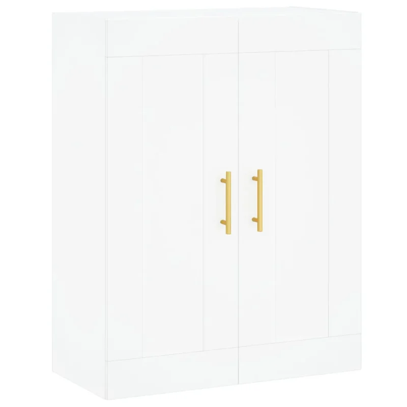 Lot de 2 armoires murales blanches 69,5 x 34 x 90 cm avec grand espace de rangement design contemporain en bois blanc 02_0055465