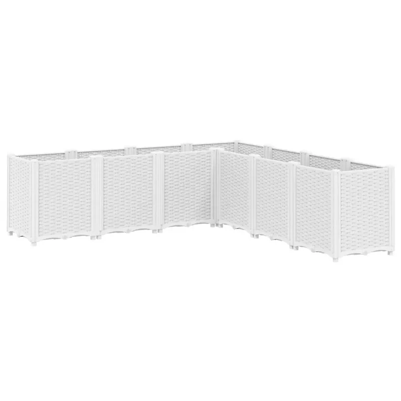 Jardinière modulable blanche 160 x 160 x 53 cm idéale pour plantes grimpantes style rotin en PP blanc 02_0047458