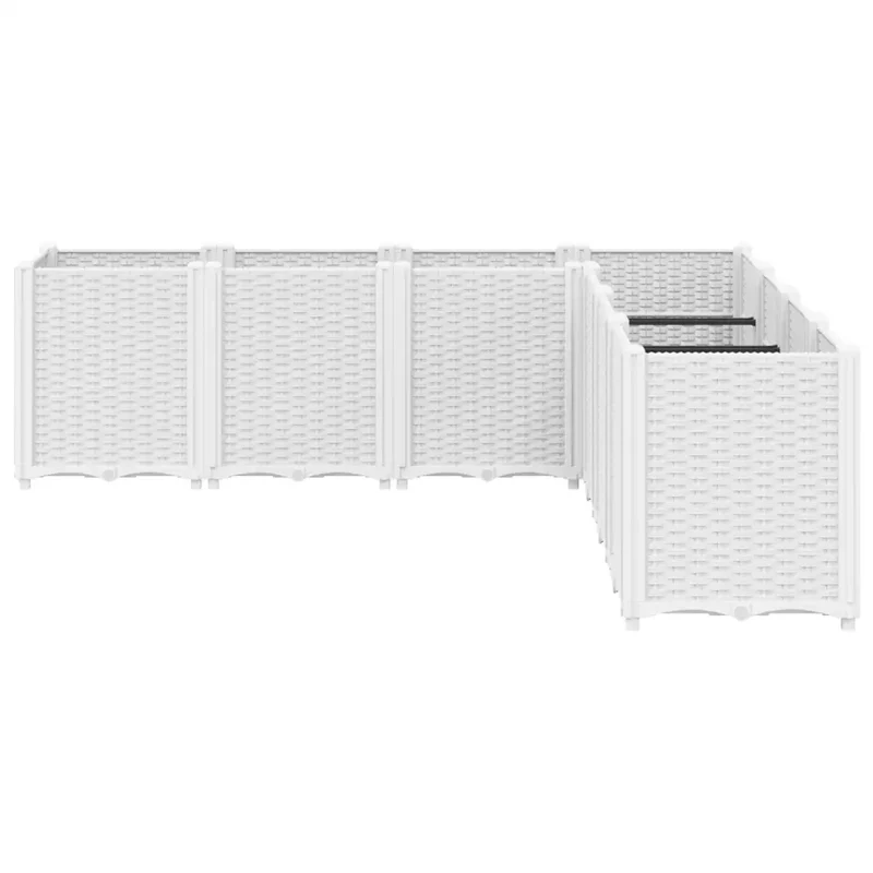 Jardinière modulable blanche 160 x 160 x 53 cm idéale pour plantes grimpantes style rotin en PP blanc 02_0047458