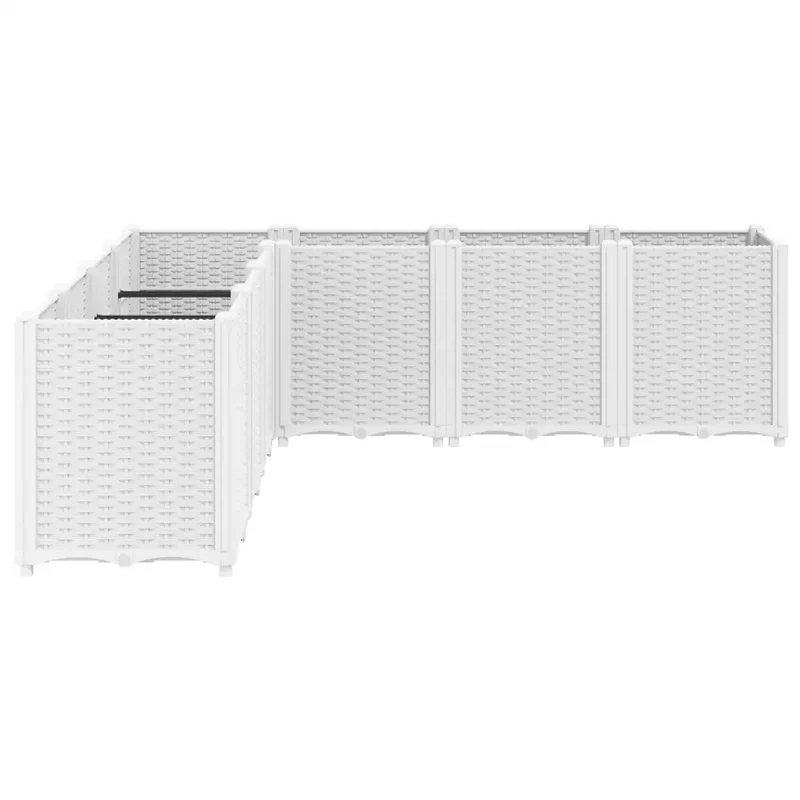 Jardinière modulable blanche 160 x 160 x 53 cm idéale pour plantes grimpantes style rotin en PP blanc 02_0047458