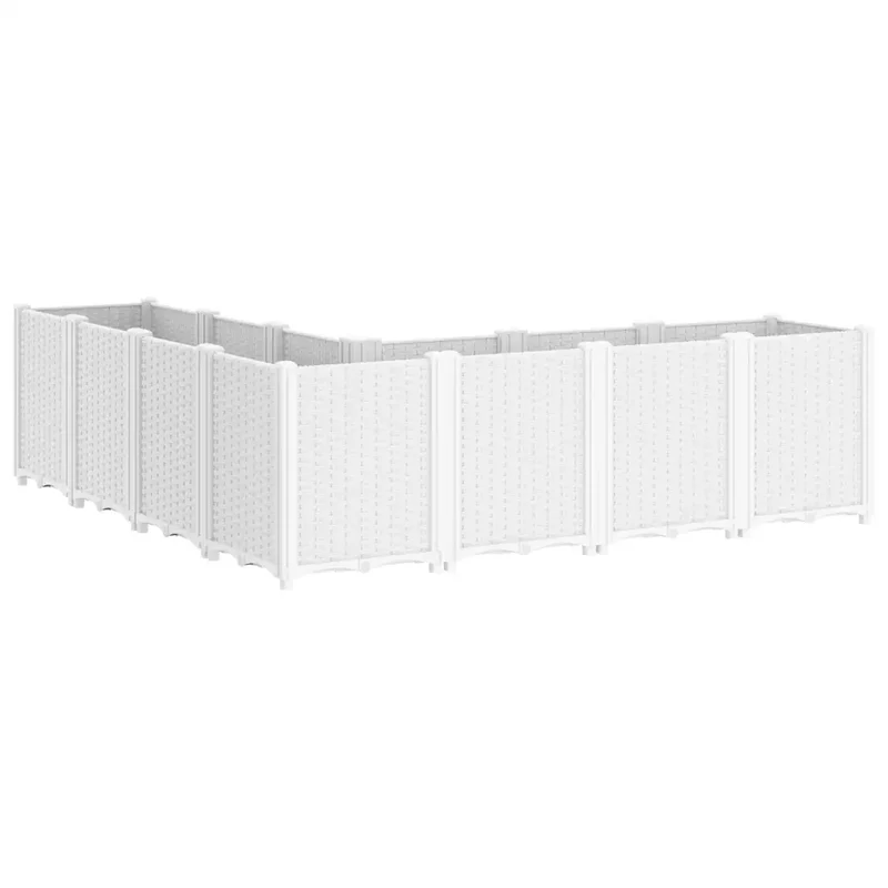 Jardinière modulable blanche 160 x 160 x 53 cm idéale pour plantes grimpantes style rotin en PP blanc 02_0047458