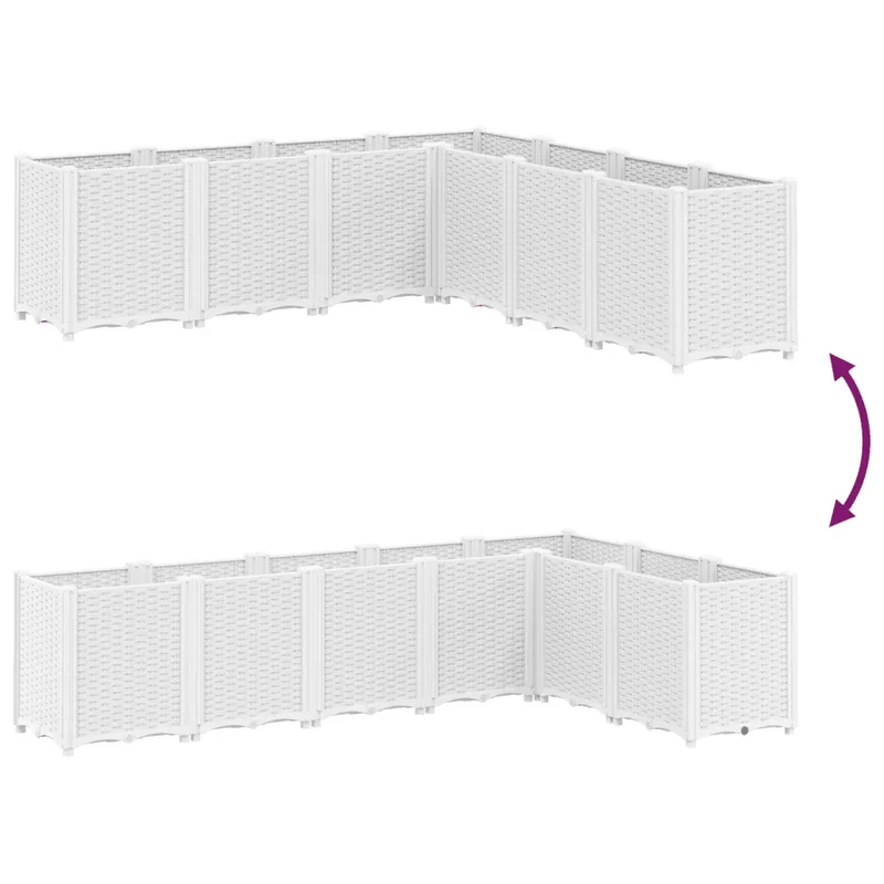 Jardinière modulable blanche 160 x 160 x 53 cm idéale pour plantes grimpantes style rotin en PP blanc 02_0047458