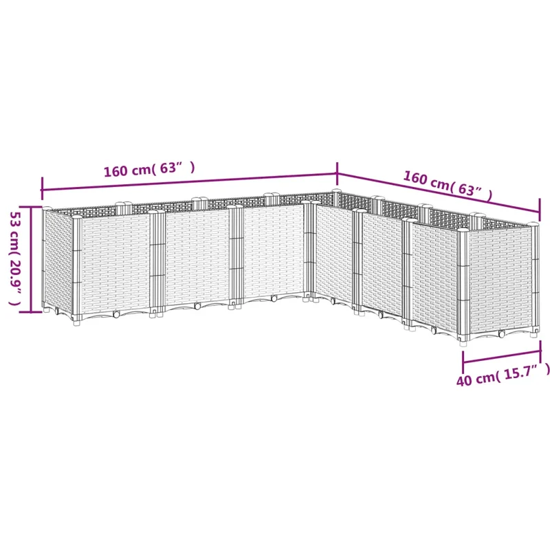 Jardinière modulable blanche 160 x 160 x 53 cm idéale pour plantes grimpantes style rotin en PP blanc 02_0047458