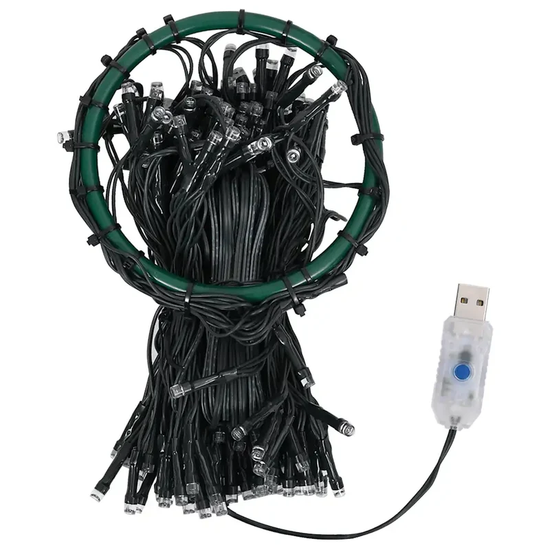 Guirlande lumineuse d'arbre de Noël intérieur extérieur 400 cm avec 400 LED décorative ambiance chaleureuse en PVC bleu 02_0046785