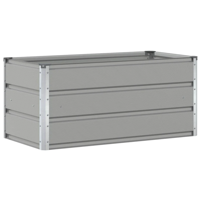 Jardinière moderne extérieure design industriel 100 x 50 x 45 cm en acier galvanisé gris clair 02_0059196