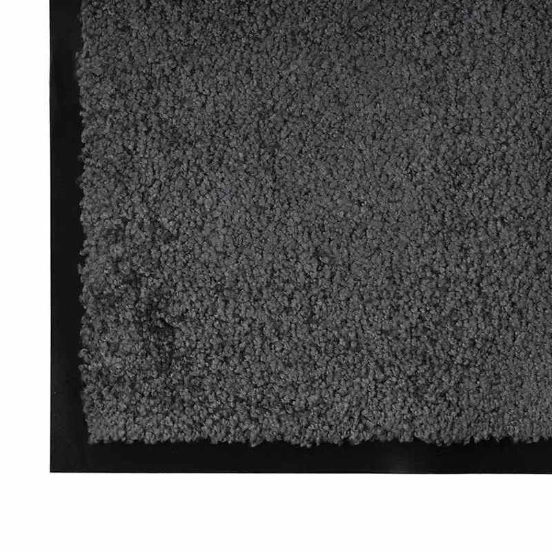 Tapis de porte rectangulaire antidérapant moderne 60 x 40 x 1.2 cm en tissu teddy anthracite 02_0058995