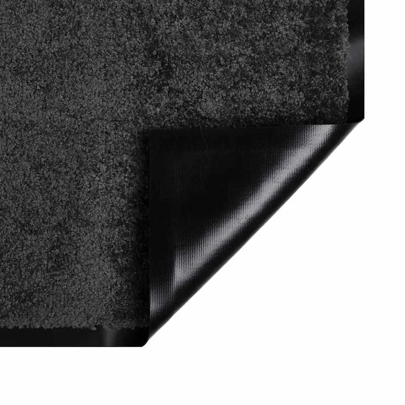 Tapis de porte rectangulaire antidérapant moderne 60 x 40 x 1.2 cm en tissu teddy anthracite 02_0058995