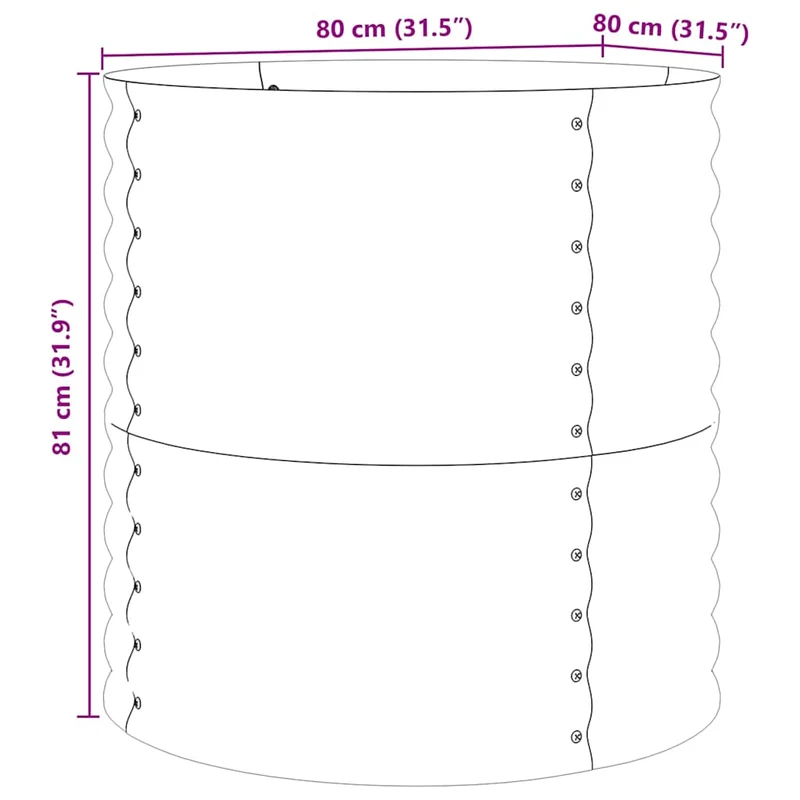 Jardin surélevé minimaliste extérieur 80 x 80 x 81 cm durable en acier marron 02_0058955