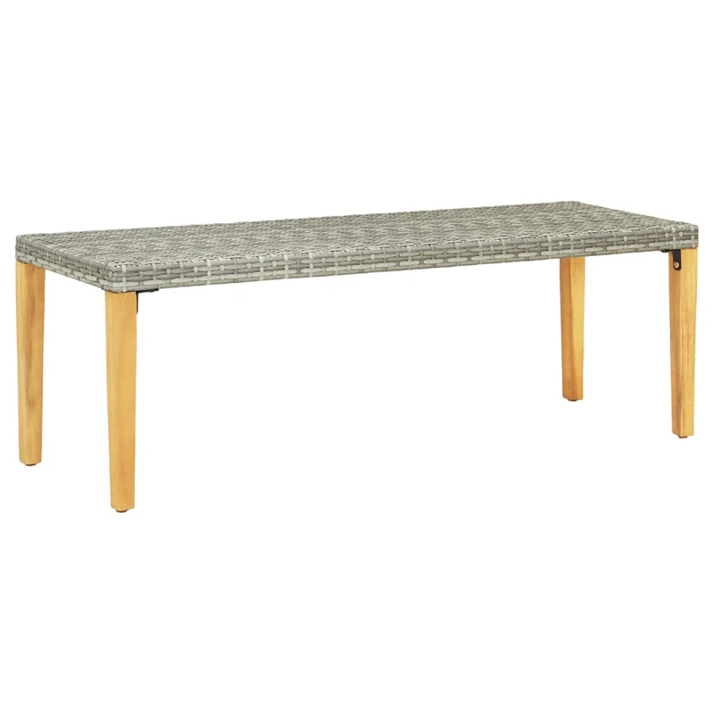 Banc de jardin meuble de patio d'extérieur terrasse 80 cm résine tressée gris 02_0011328