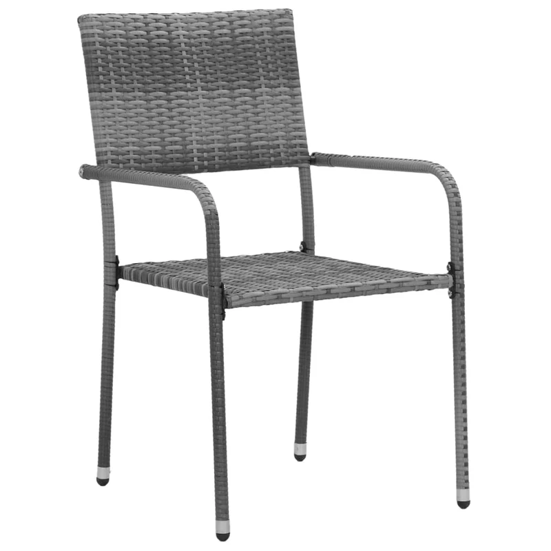 Mobilier à dîner d'extérieur 5 pièces résine tressée gris 02_0014663