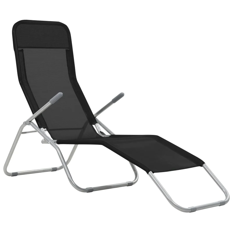 Chaises longues transat pliables 2 pices textilène noir 02_0011951