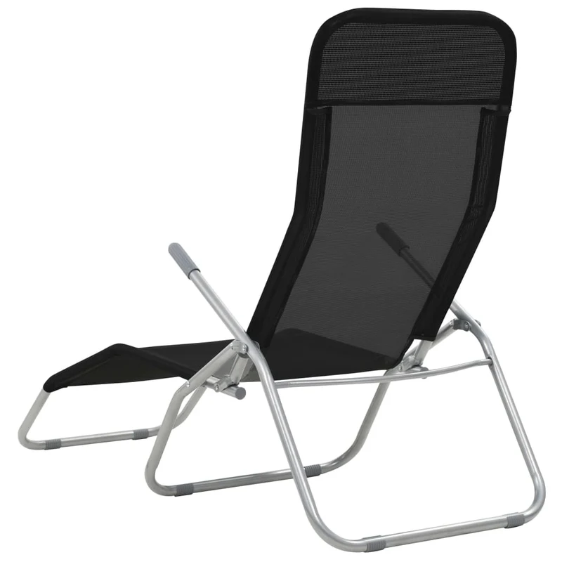 Chaises longues transat pliables 2 pices textilène noir 02_0011951