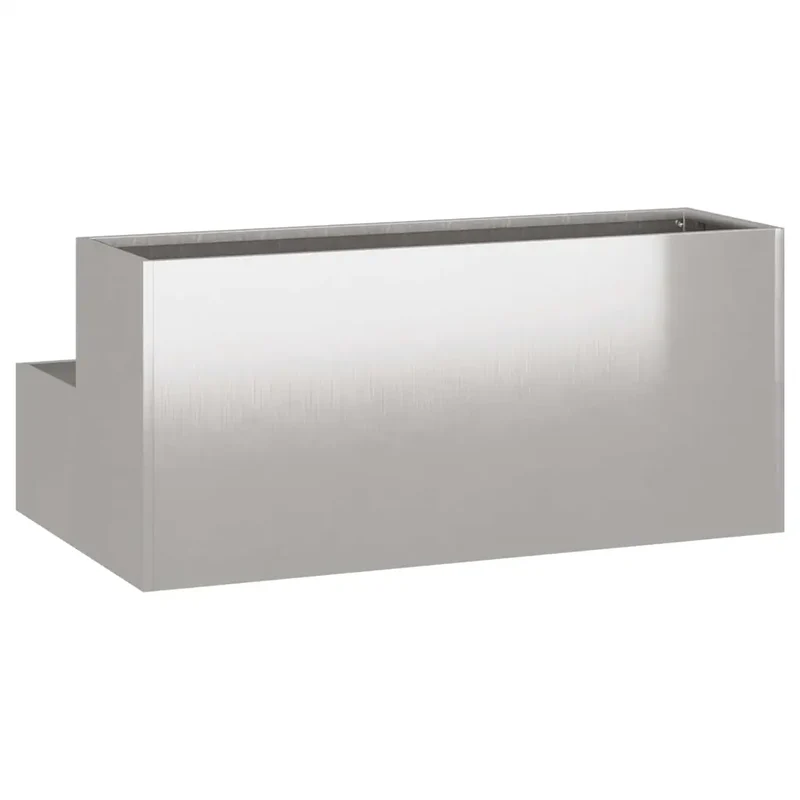 Cache-pot de jardin extérieur 100 x 60 x 45 cm durable style moderne en acier inoxydable argent 02_0052085