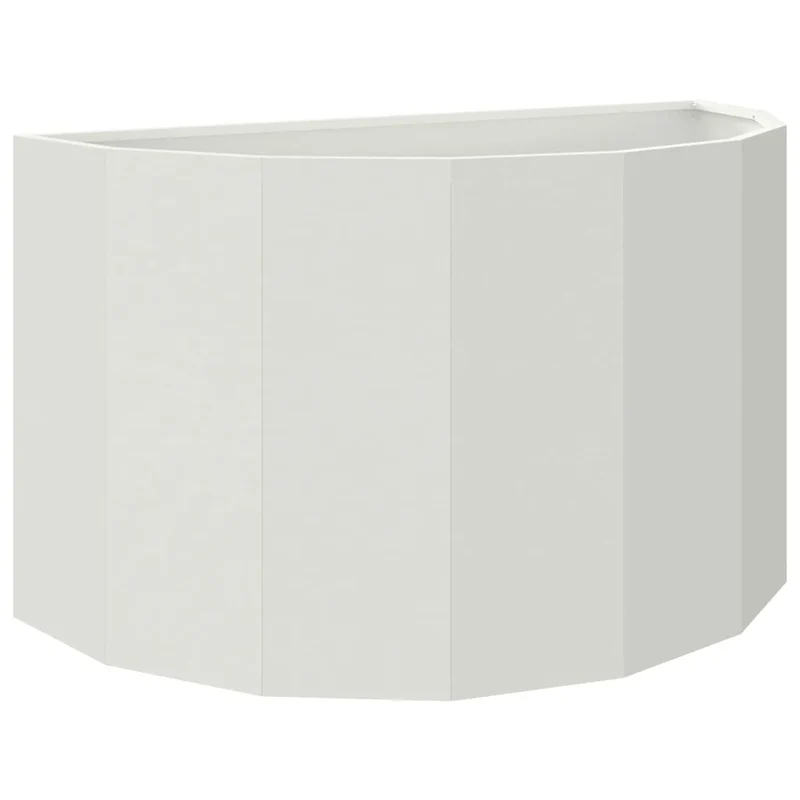 Jardinière demi-ronde moderne extérieure 90 x 45 x 50 cm design chic en acier blanc 02_0052951