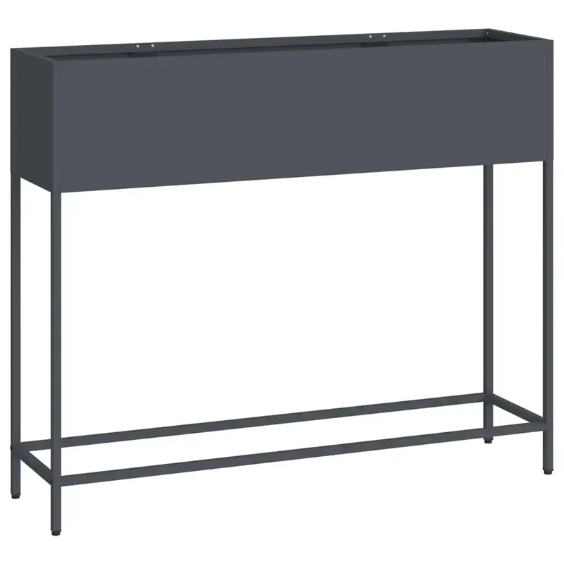 Bac de jardin surélevé rectangulaire moderne 100 x 26 x 82 cm facile à nettoyer en acier anthracite 02_0052090