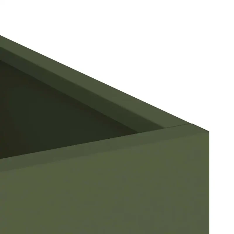 Cache-pot de jardin moderne style industriel chic 32 x 32 x 40 cm en acier vert olive 02_0052456