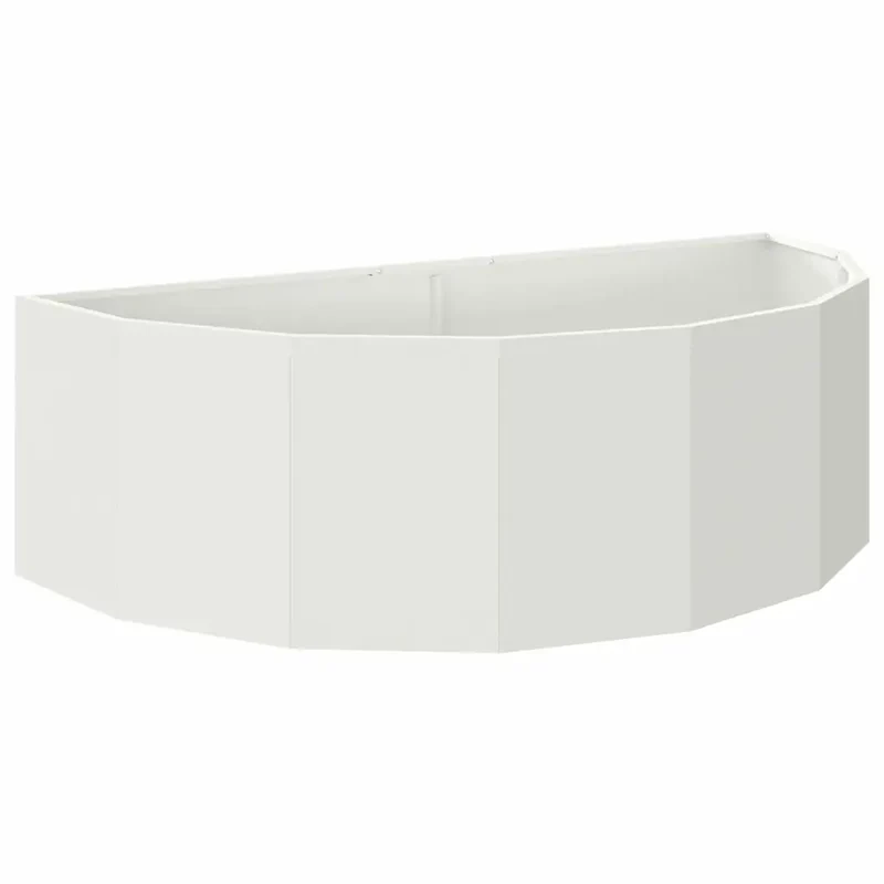 Jardinière demi-ronde moderne extérieur 120 x 60 x 35 cm design chic en acier blanc 02_0052923
