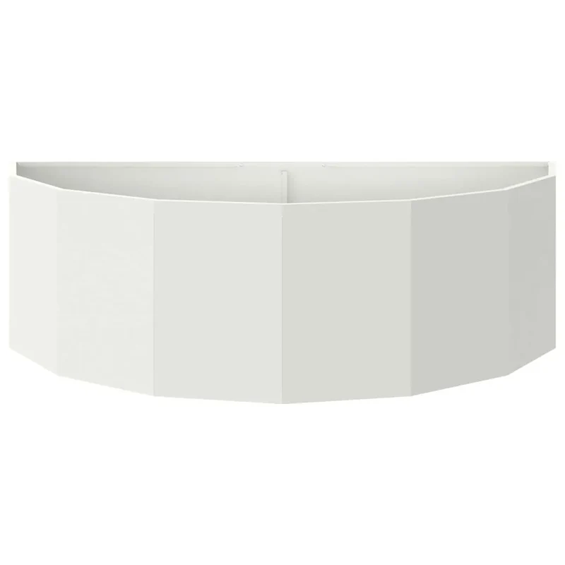 Jardinière demi-ronde moderne extérieur 120 x 60 x 35 cm design chic en acier blanc 02_0052923
