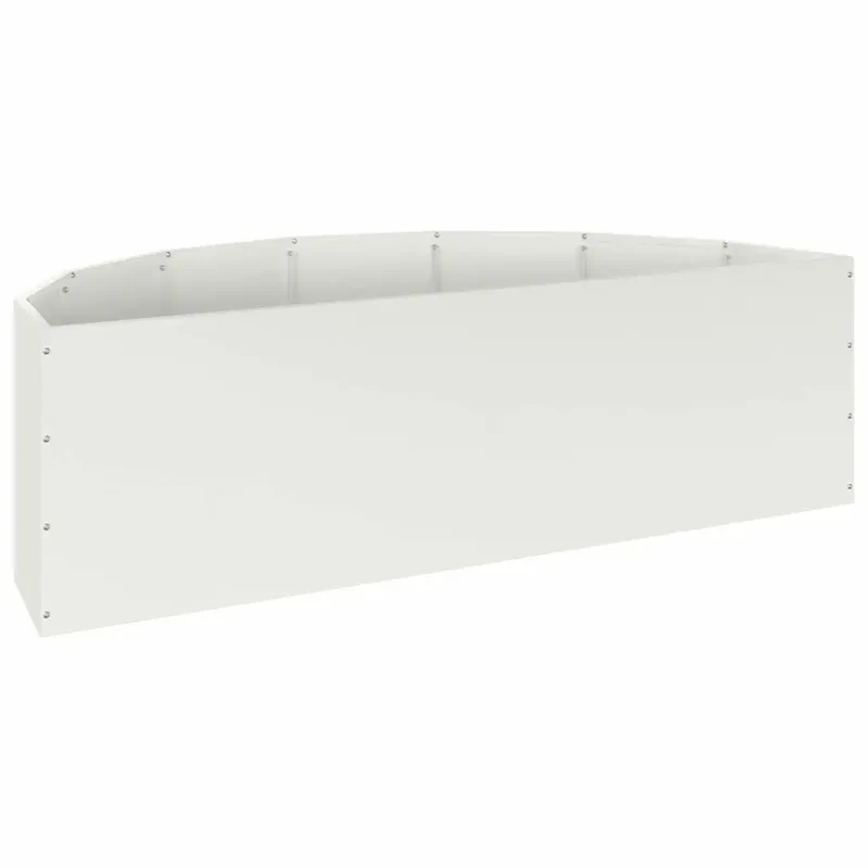 Jardinière demi-ronde moderne extérieur 120 x 60 x 35 cm design chic en acier blanc 02_0052923