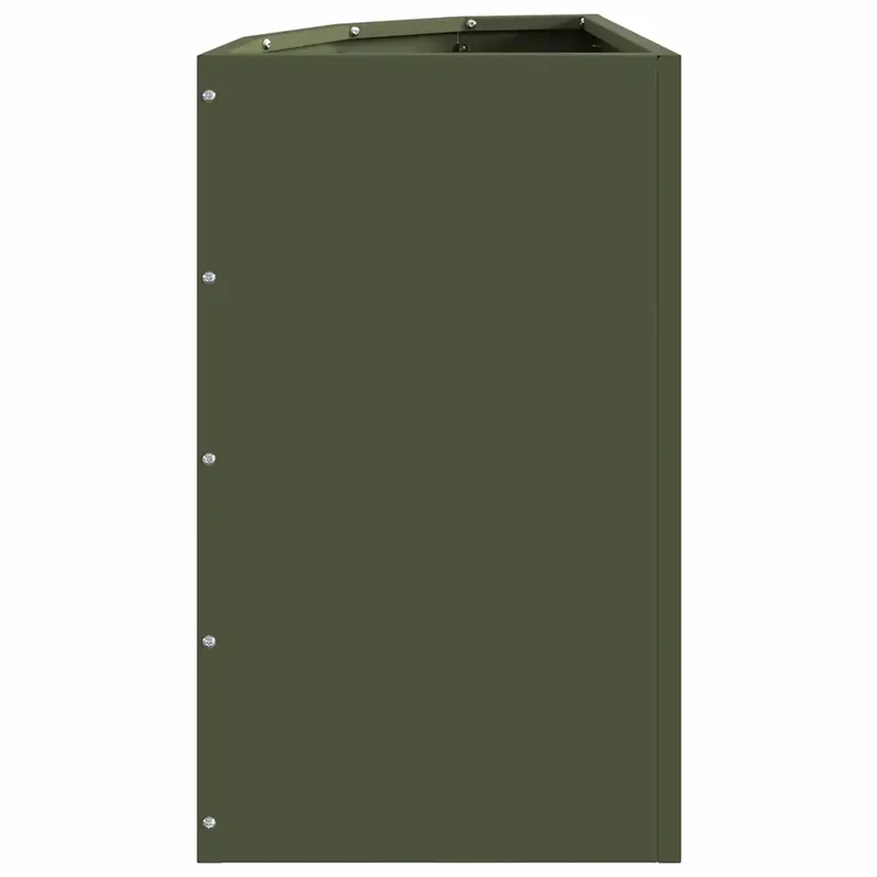 Jardinière d'angle moderne 30 x 30 x 50 cm design épuré extérieur en acier vert olive 02_0052918