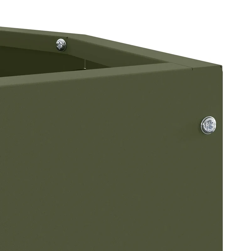 Jardinière d'angle moderne 30 x 30 x 50 cm design épuré extérieur en acier vert olive 02_0052918