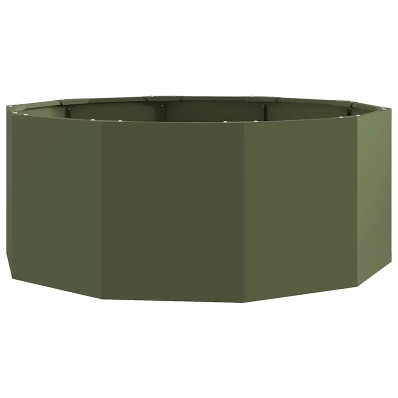 Jardinière ronde extérieure moderne 90 x 90 x 35 cm pratique durable finition chic en acier vert olive 02_0052974
