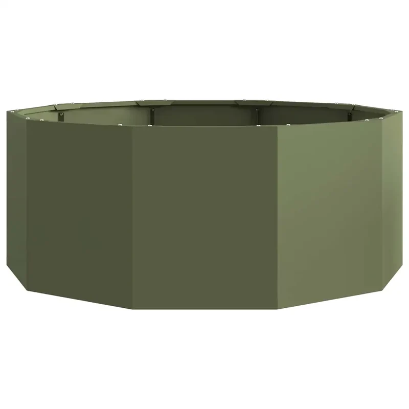 Jardinière ronde extérieure moderne 90 x 90 x 35 cm pratique durable finition chic en acier vert olive 02_0052974