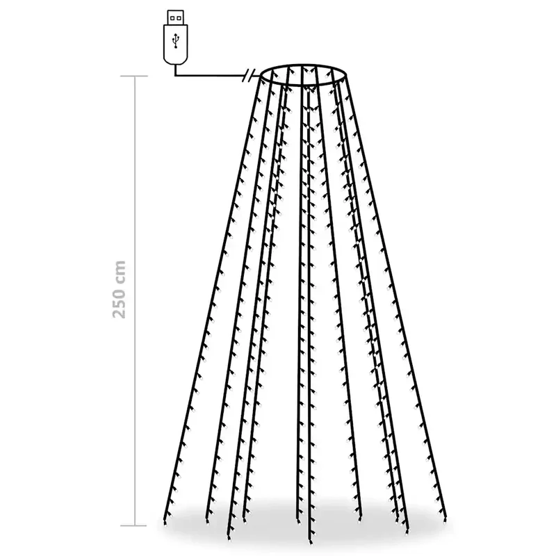 Guirlande lumineuse sapin de Noël 250 cm 250 LED éclairage chaleureux décoratif en PVC bleu 02_0046779