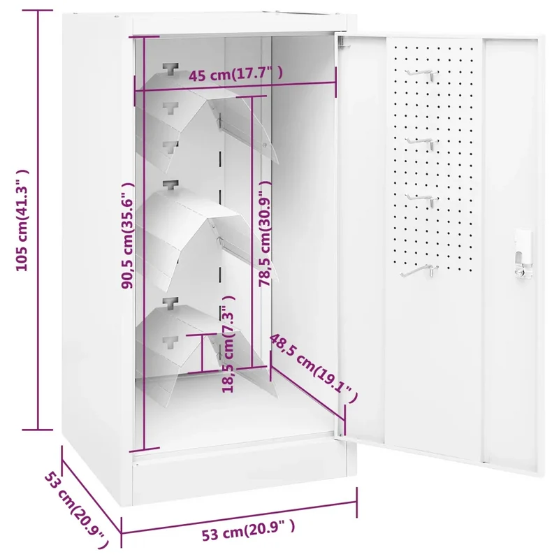 Armoire à selles blanche verrouillable 53 x 53 x 105 cm pour rangement écurie équipée acier 02_0046984