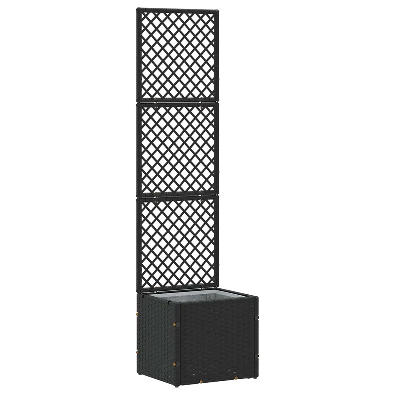 Cache-pot de jardin rectangulaire moderne style épuré extérieur 35 x 30 x 135 cm en métal noir 02_0047450