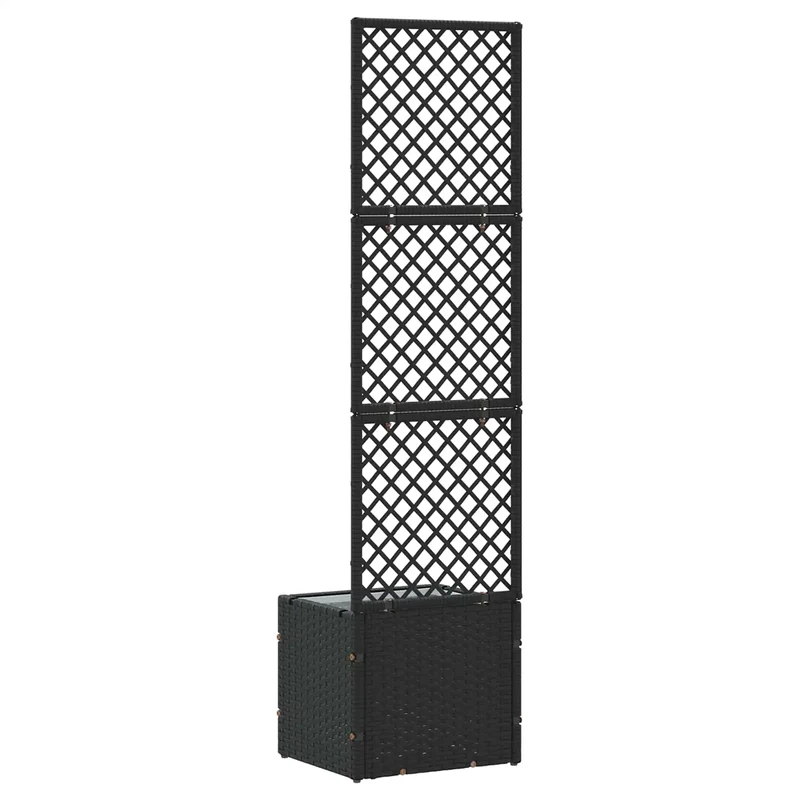 Cache-pot de jardin rectangulaire moderne style épuré extérieur 35 x 30 x 135 cm en métal noir 02_0047450