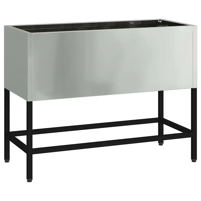 Bac de jardin surélevé moderne finition chic 60 x 26 x 45 cm facile à nettoyer en acier galvanisé argent 02_0052100