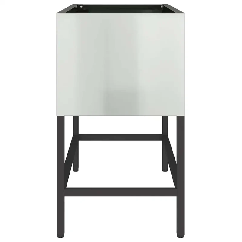 Bac de jardin surélevé moderne finition chic 60 x 26 x 45 cm facile à nettoyer en acier galvanisé argent 02_0052100