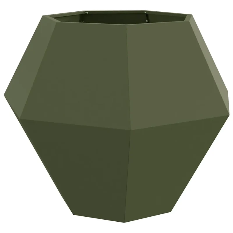 Lot de 2 jardinières rectangulaires design extérieur 100 x 100 x 80 cm en acier vert olive 02_0053097
