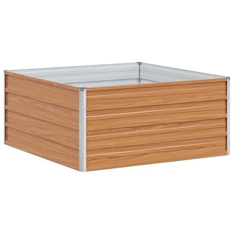 Jardinière surélevée en acier galvanisé pour extérieur 100 x 100 x 45 cm style industriel chic en acier marron clair 02_0059011