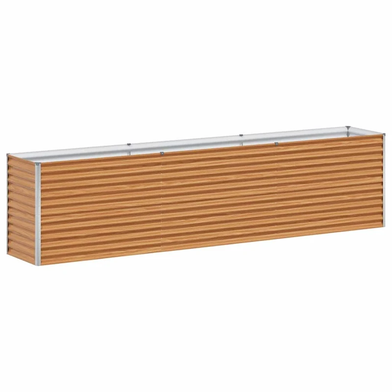 Jardinière surélevée 290 x 50 x 68 cm avec fond ouvert et design industriel en acier galvanisé marron clair 02_0059041