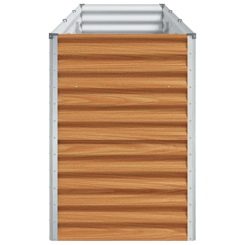 Jardinière surélevée 290 x 50 x 68 cm avec fond ouvert et design industriel en acier galvanisé marron clair 02_0059041